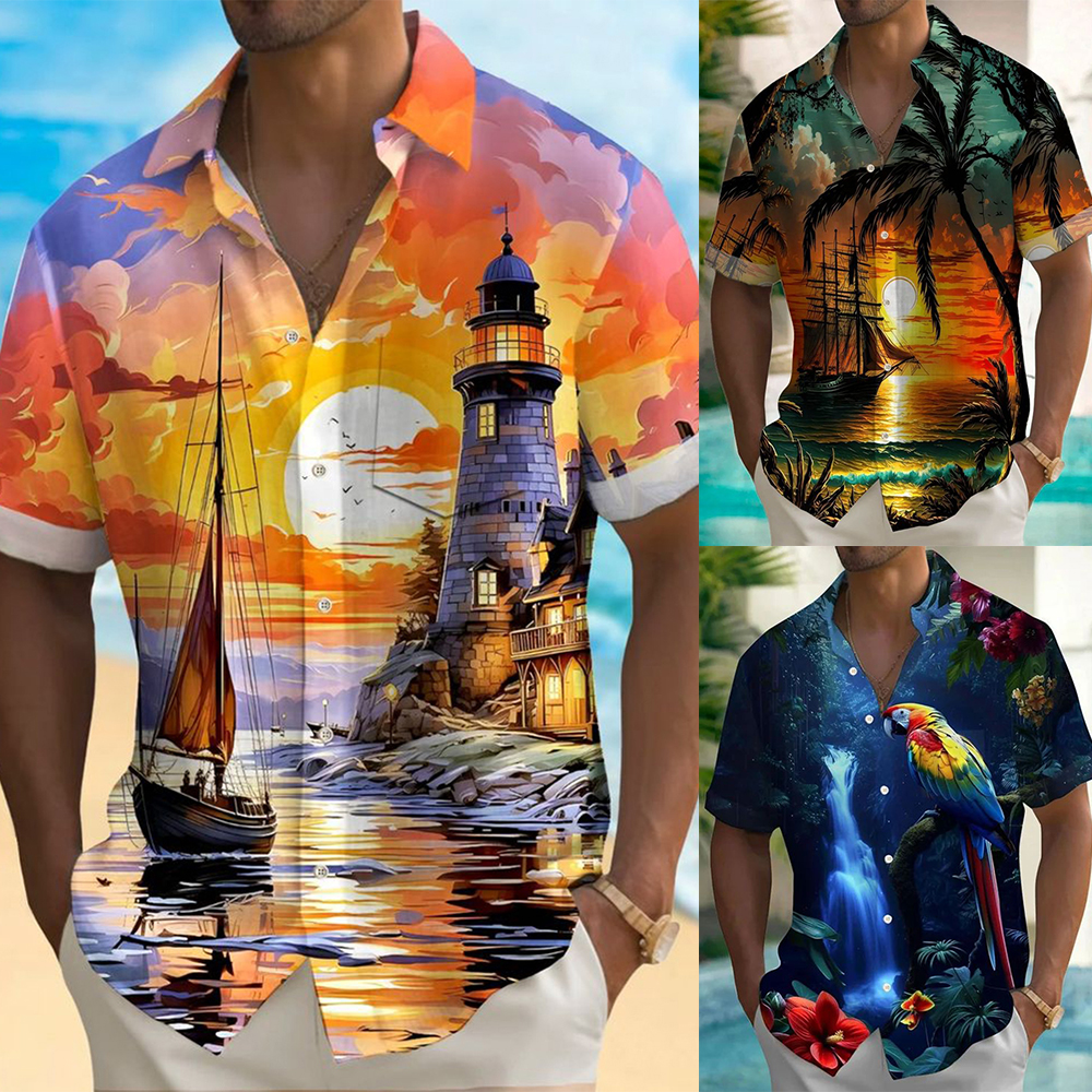Men's Vacation Short Sleeve Printed Shirts Tops