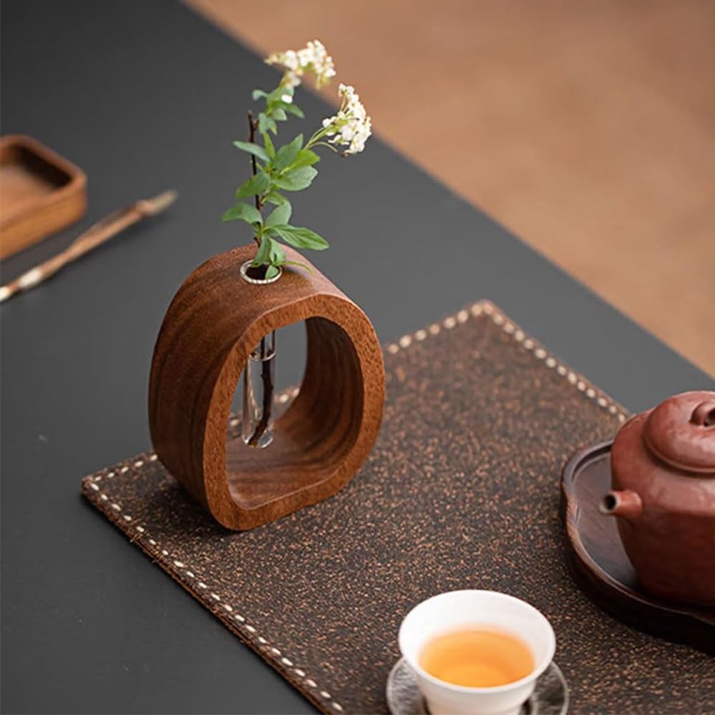 Solid Wood Glass Vase