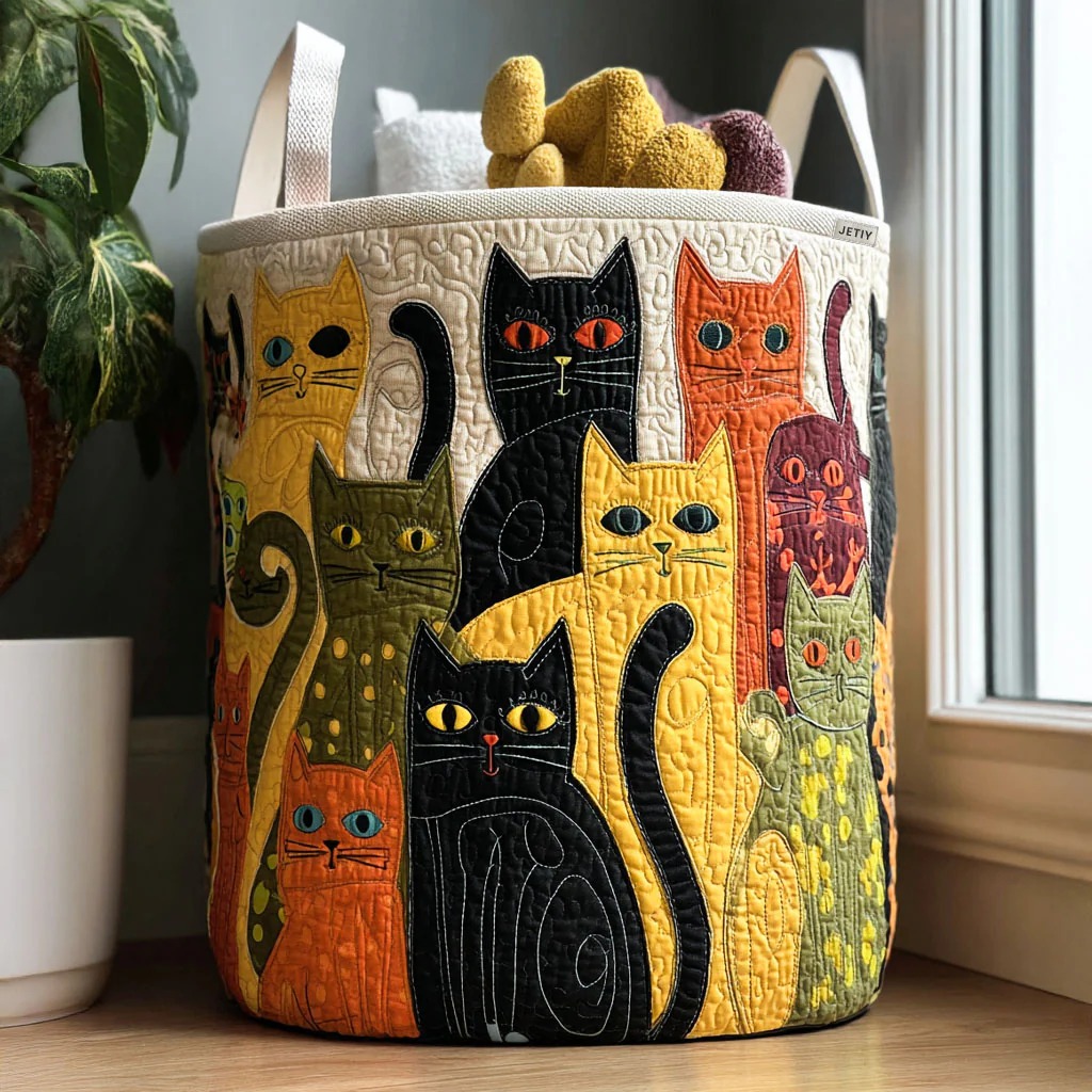 Cat Quilted Laundry Basket – 2026 New 3D Textured Craft Design