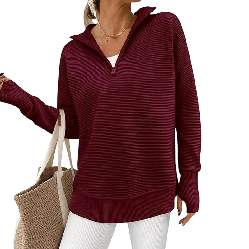 Women's Long Sleeve Quarter Zip Pullover Sweater