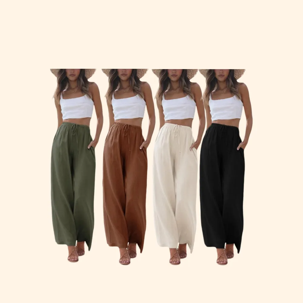 Women's Cotton Linen Summer Palazzo Pants