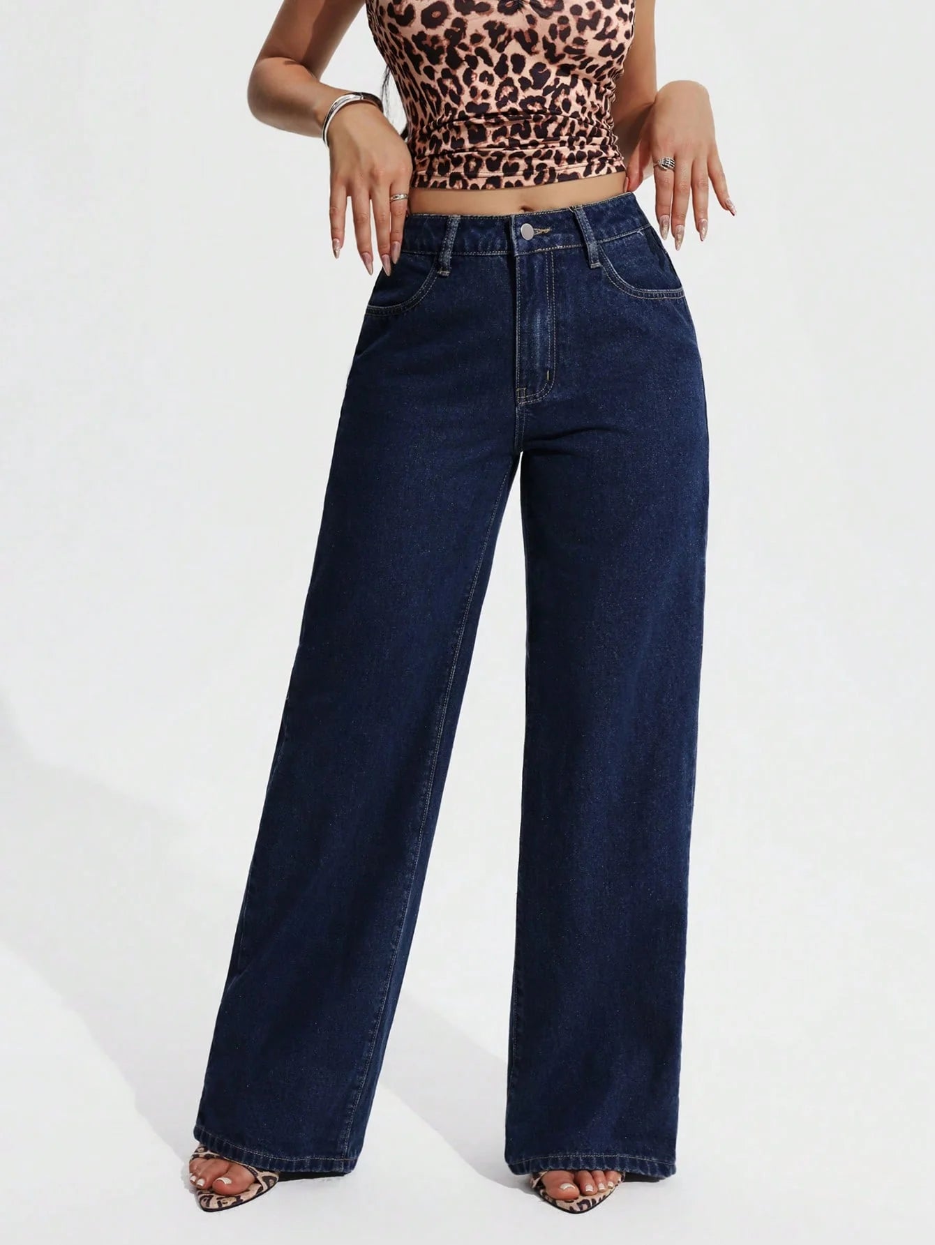 Wide Leg High Rise Jeans
