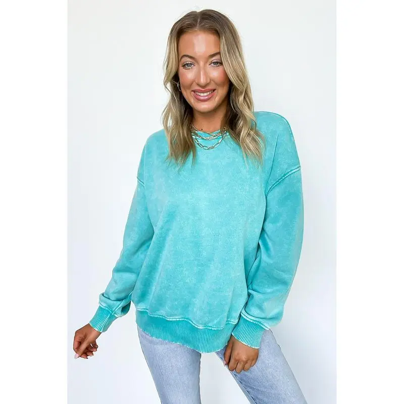 Cozy Vibes Acid Wash Oversized Pullover