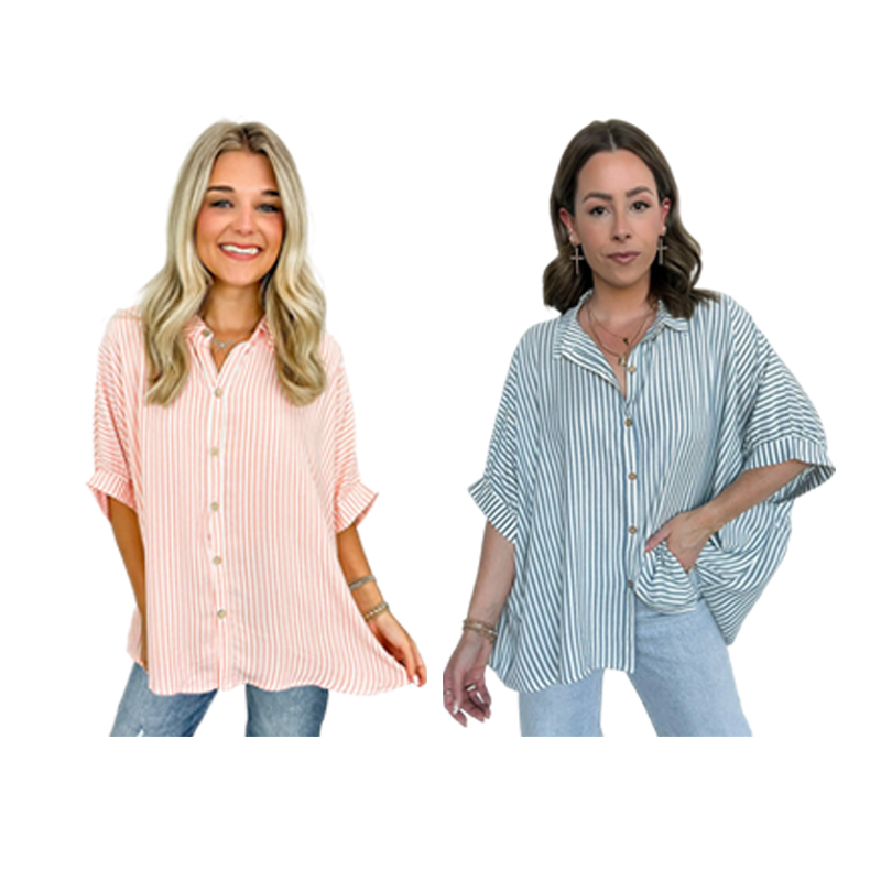 Classic Striped Relaxed-Fit Button-Down Shirt