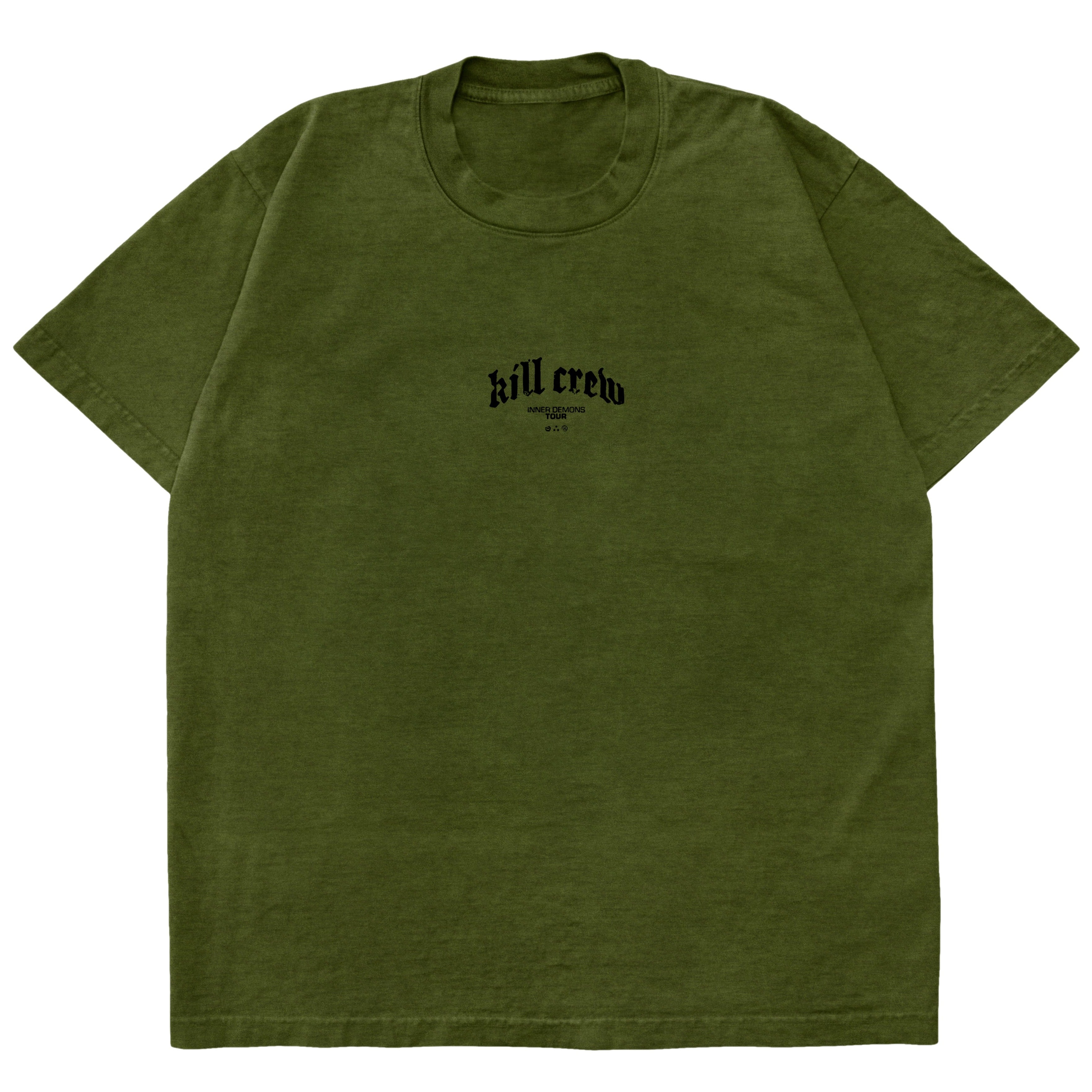 RELAXED FIT INNER DEMONS TOUR T-SHIRT - OLIVE / BLACK