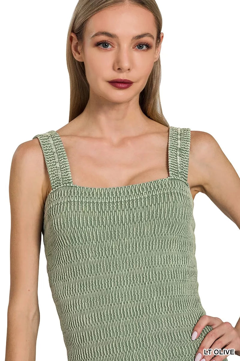 Zenana Seamless Winkle Stone Washed Tank Top