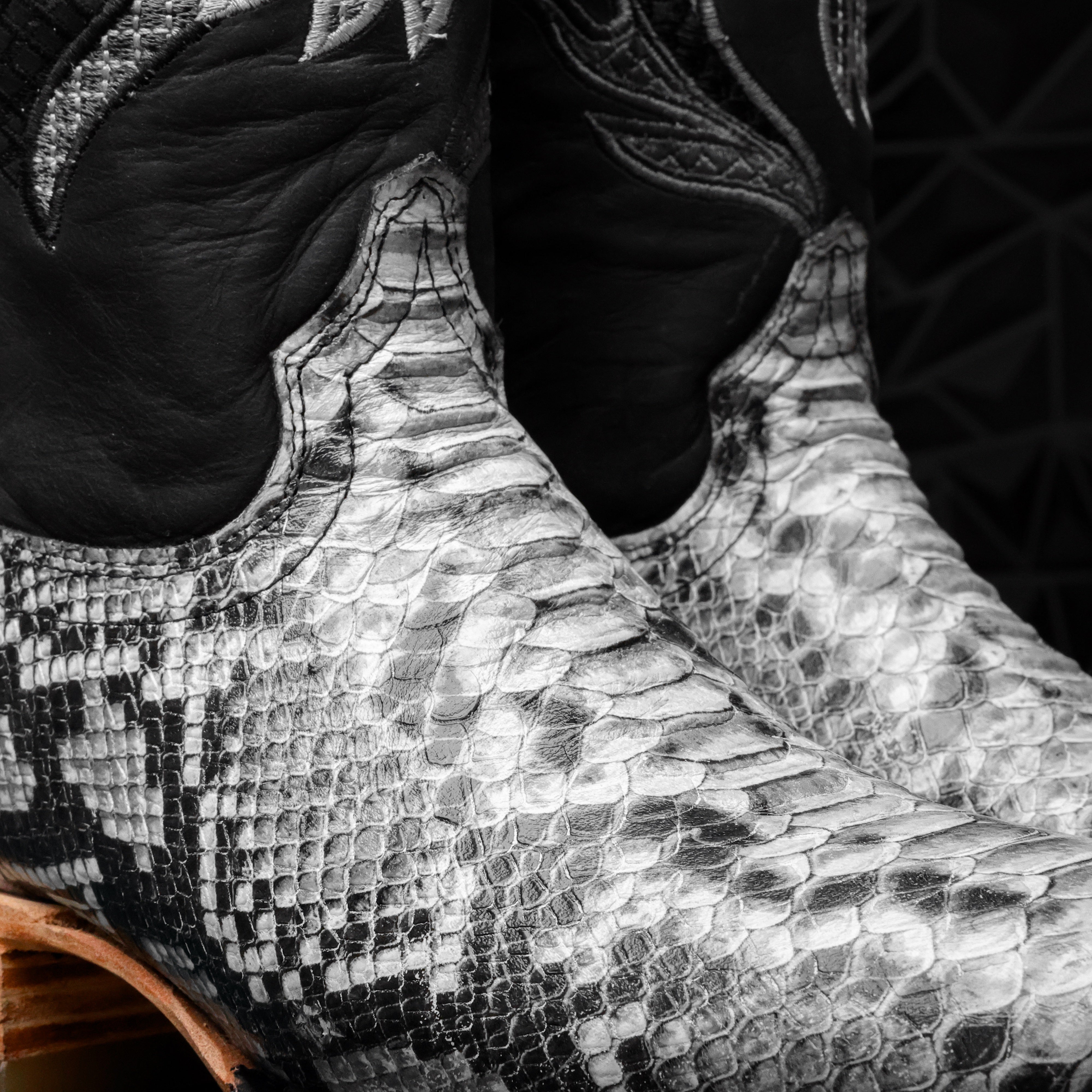 Natural Python Leather Boots - Square Toe