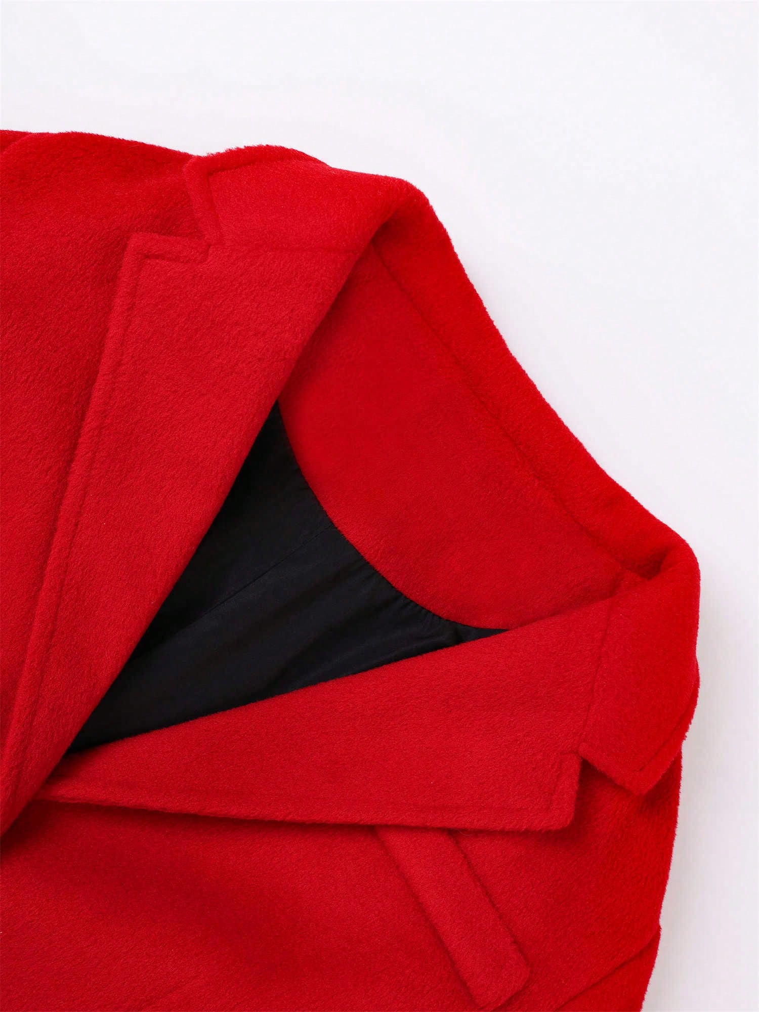 Women's Winter Wool Coat Single-Breasted Pea Coat Casual Long Lapel Work Office Overcoat