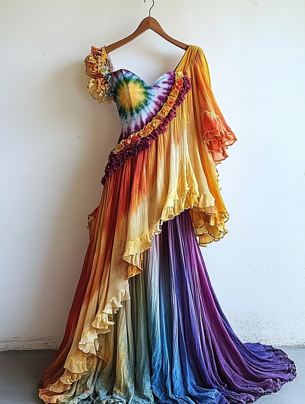 Summer Vacation Rainbow Lace Ruffle Dress fc08