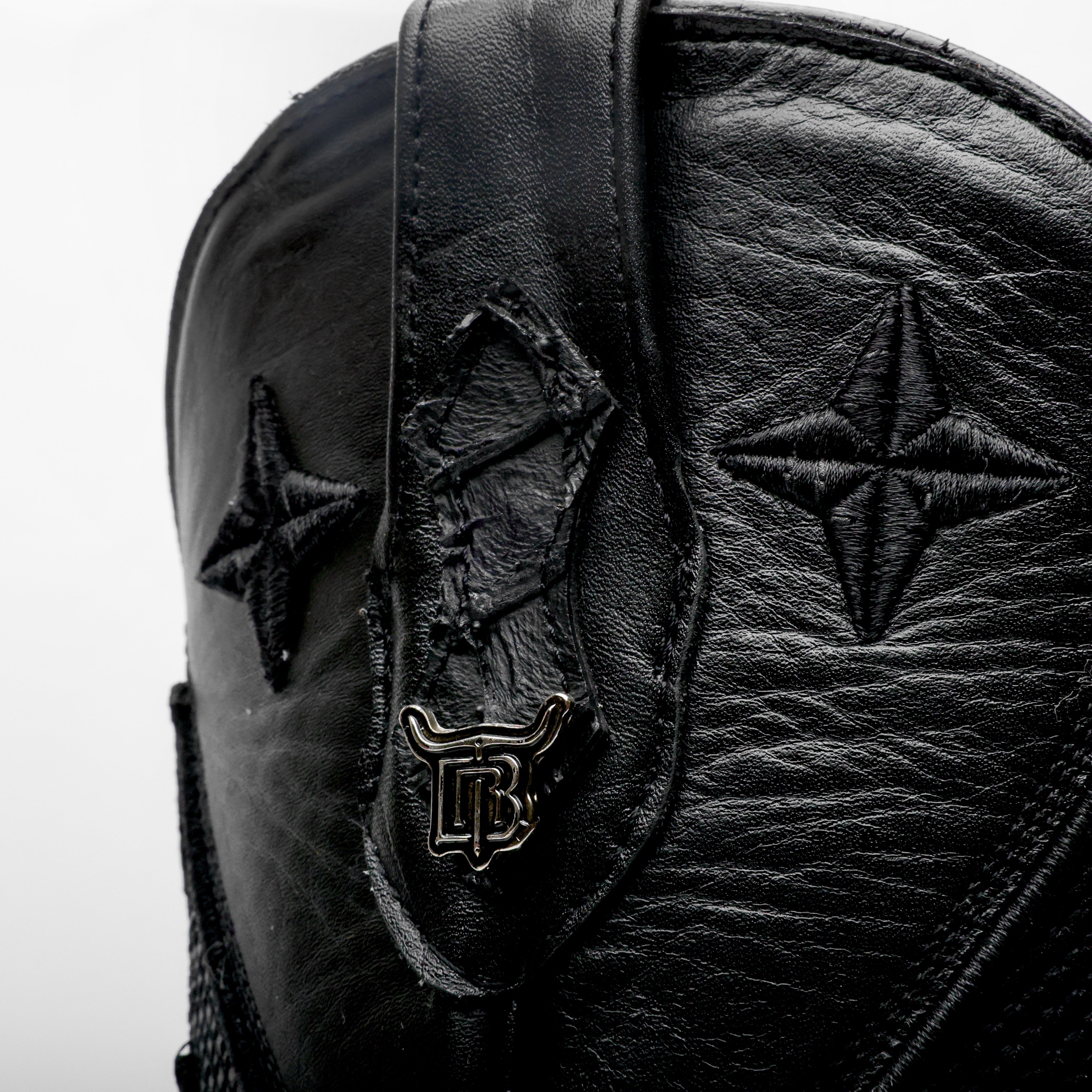 TOTAL BLACK Mini Pirarucu Leather Boots - Square Toe