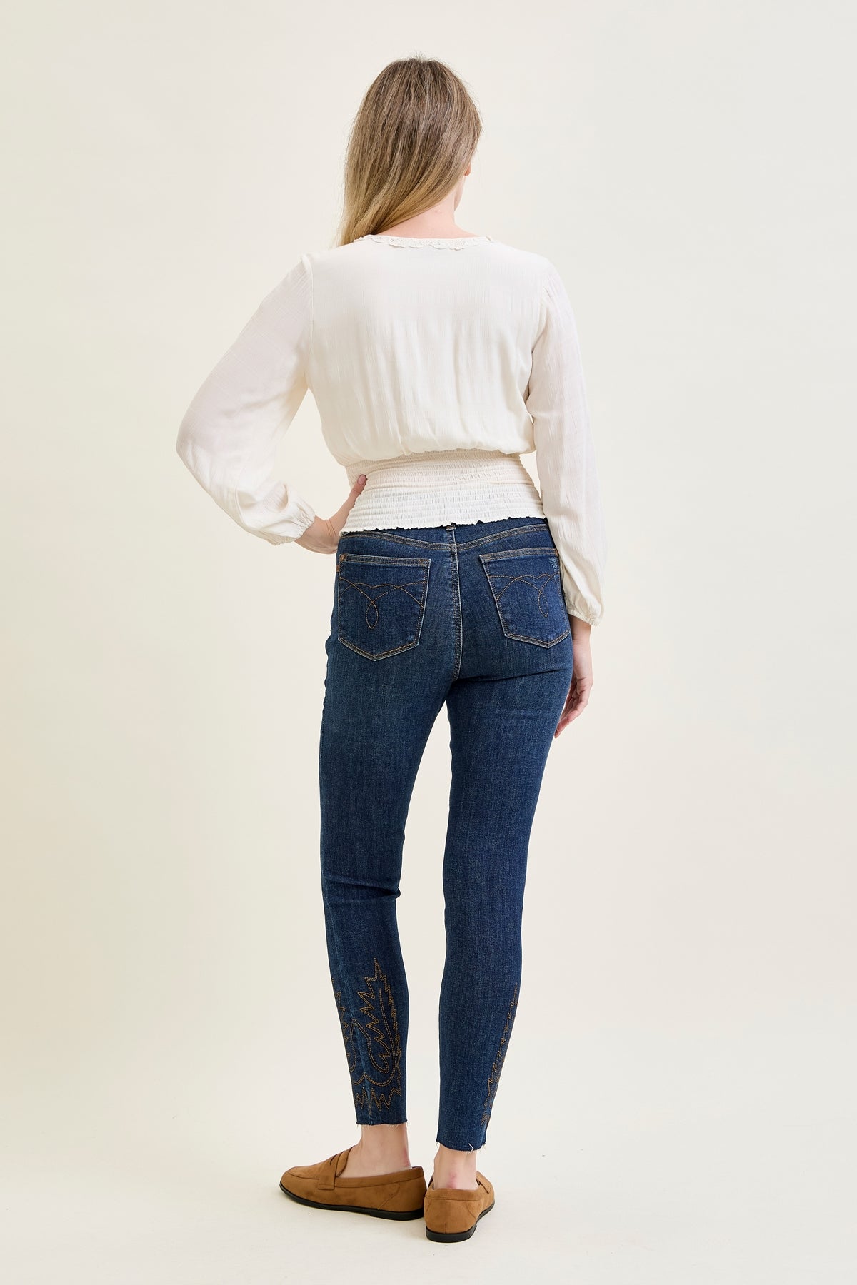 Sarah High Rise Skinny With Western Embroidery Detail