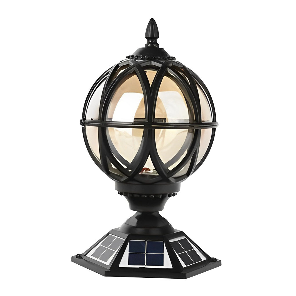 Round Ball Waterproof European Style Solar Powered Fence Post Lights