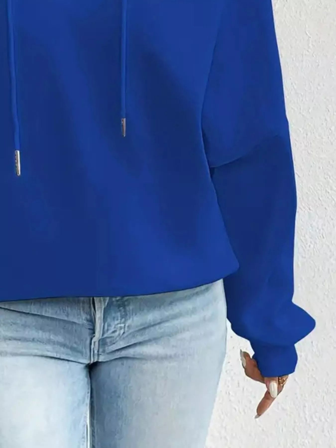 Full Size Off-Shoulder Drawstring Long Sleeve Top Plus Size