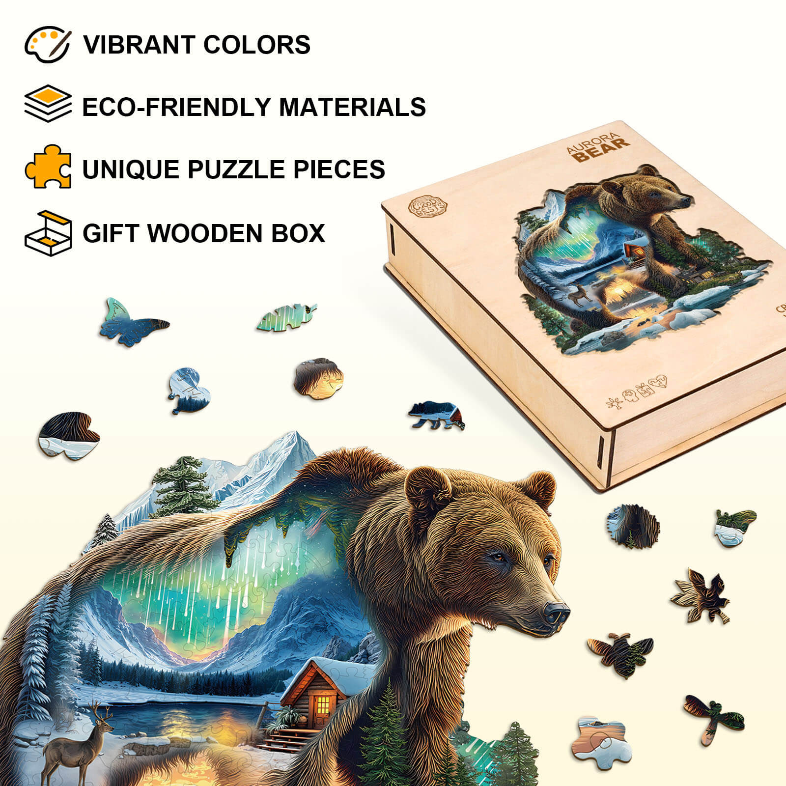 Aurora Bear Wooden Jigsaw Puzzle
