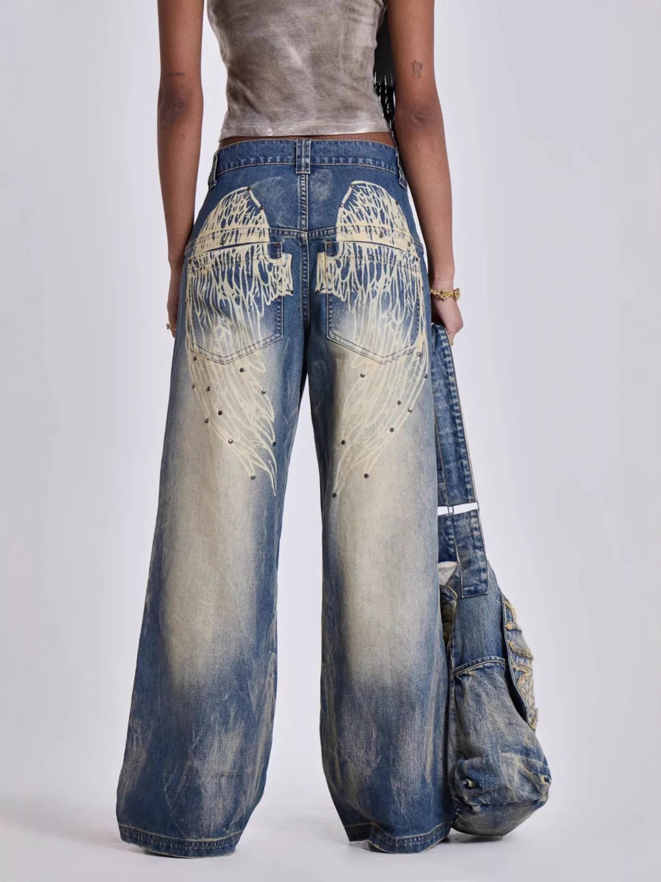 Vintage Wash Wide Leg Jeans