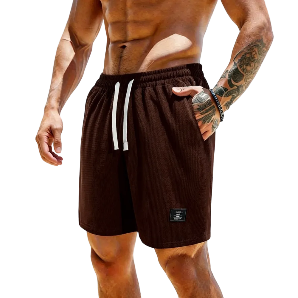 Men’s casual shorts with side pockets and a drawstring elastic waistband
