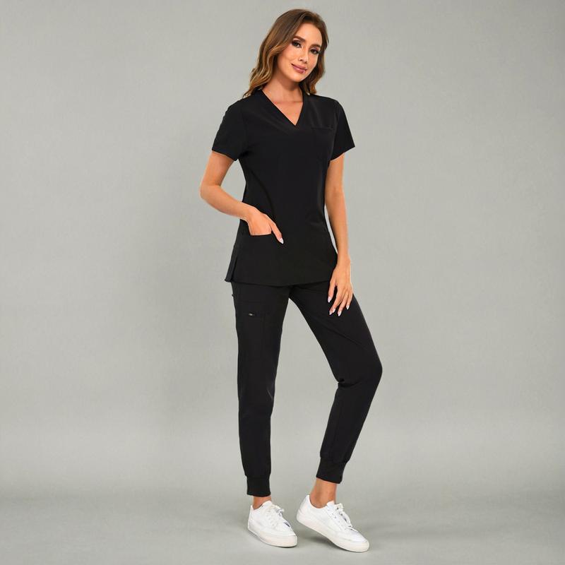 Set for Women - Stretch V-Neck Scrub Top & Jogger Pant with 8 Pockets COZY SCRUBS
