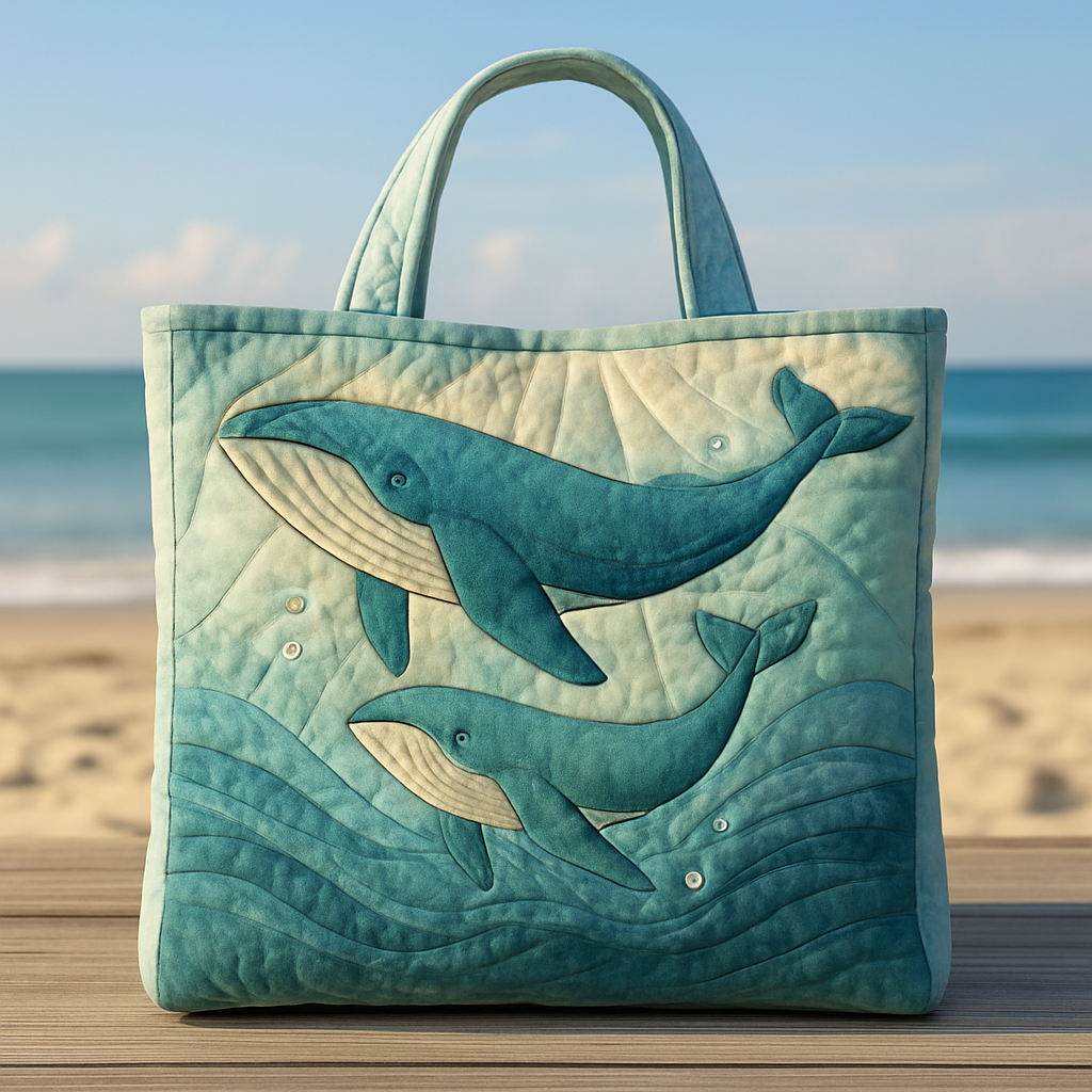 Whale Family Quilted Tote Bag — Songs of the Sea