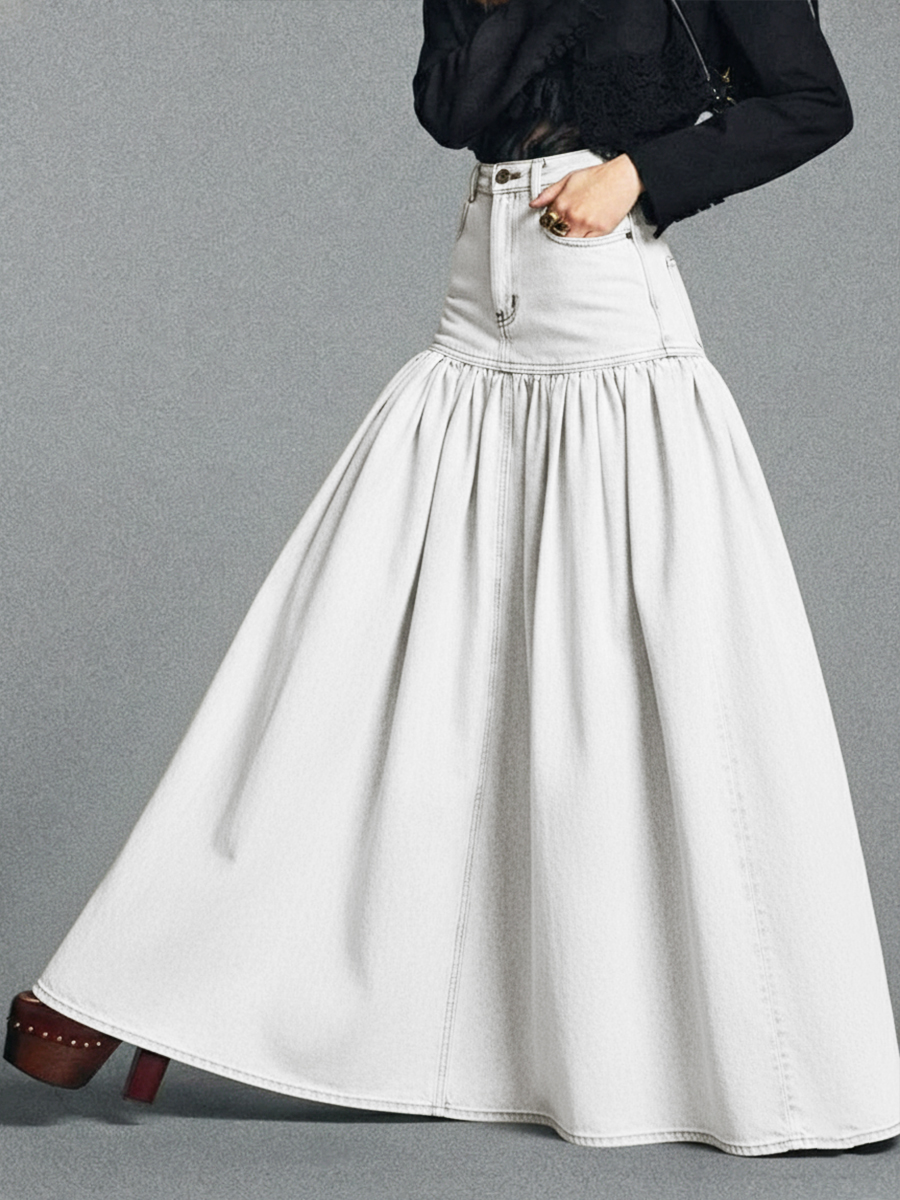 Casual Maxi Denim Skirt