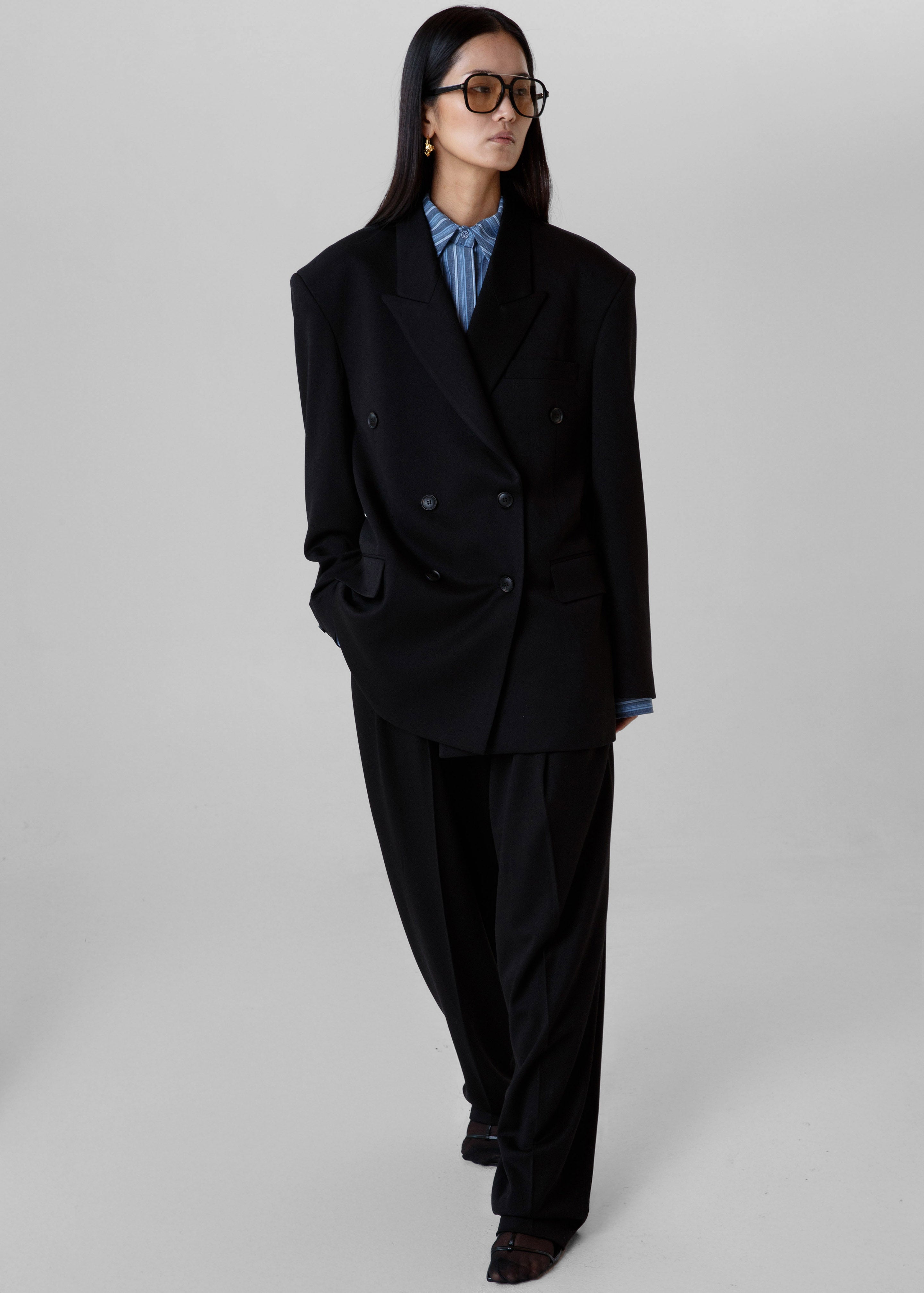 Vester Double-Breasted Blazer - Black