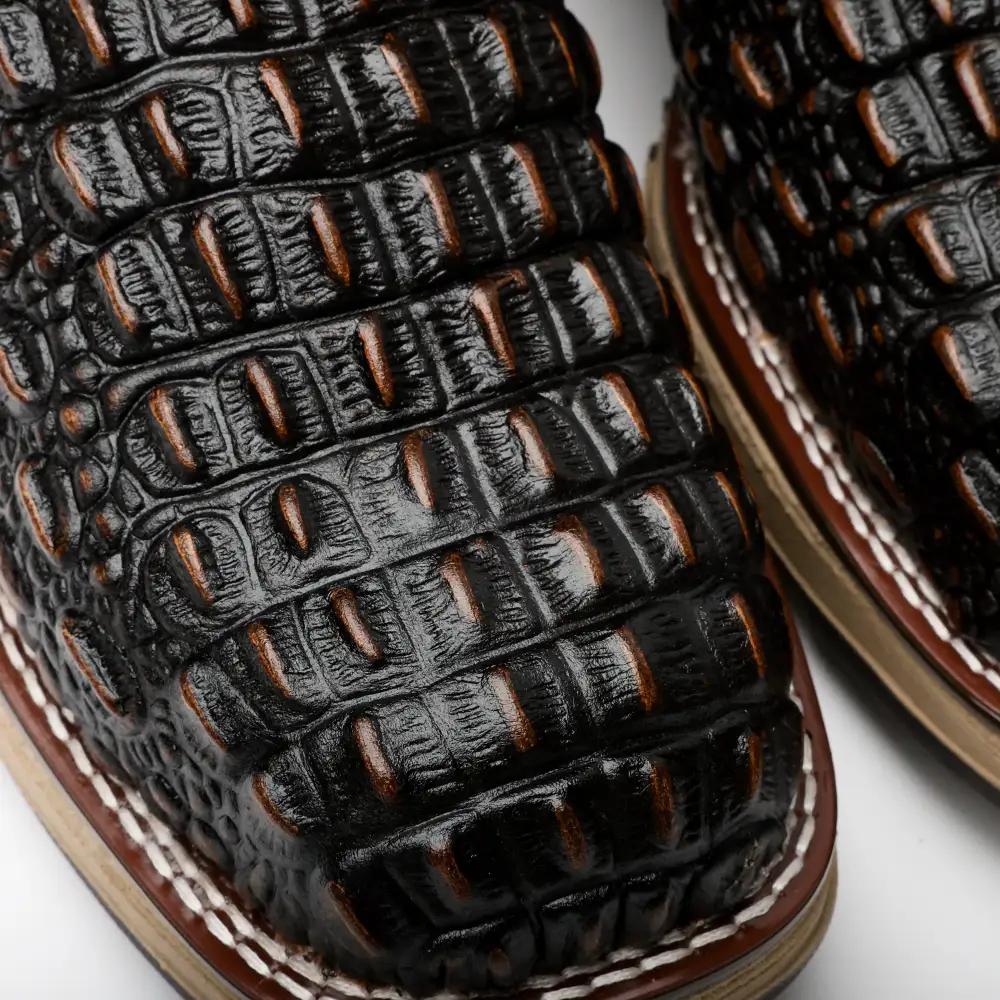 Rustic Brown Caiman Hornback Leather Boots With 3D Lightweight Sole - Composite Toe