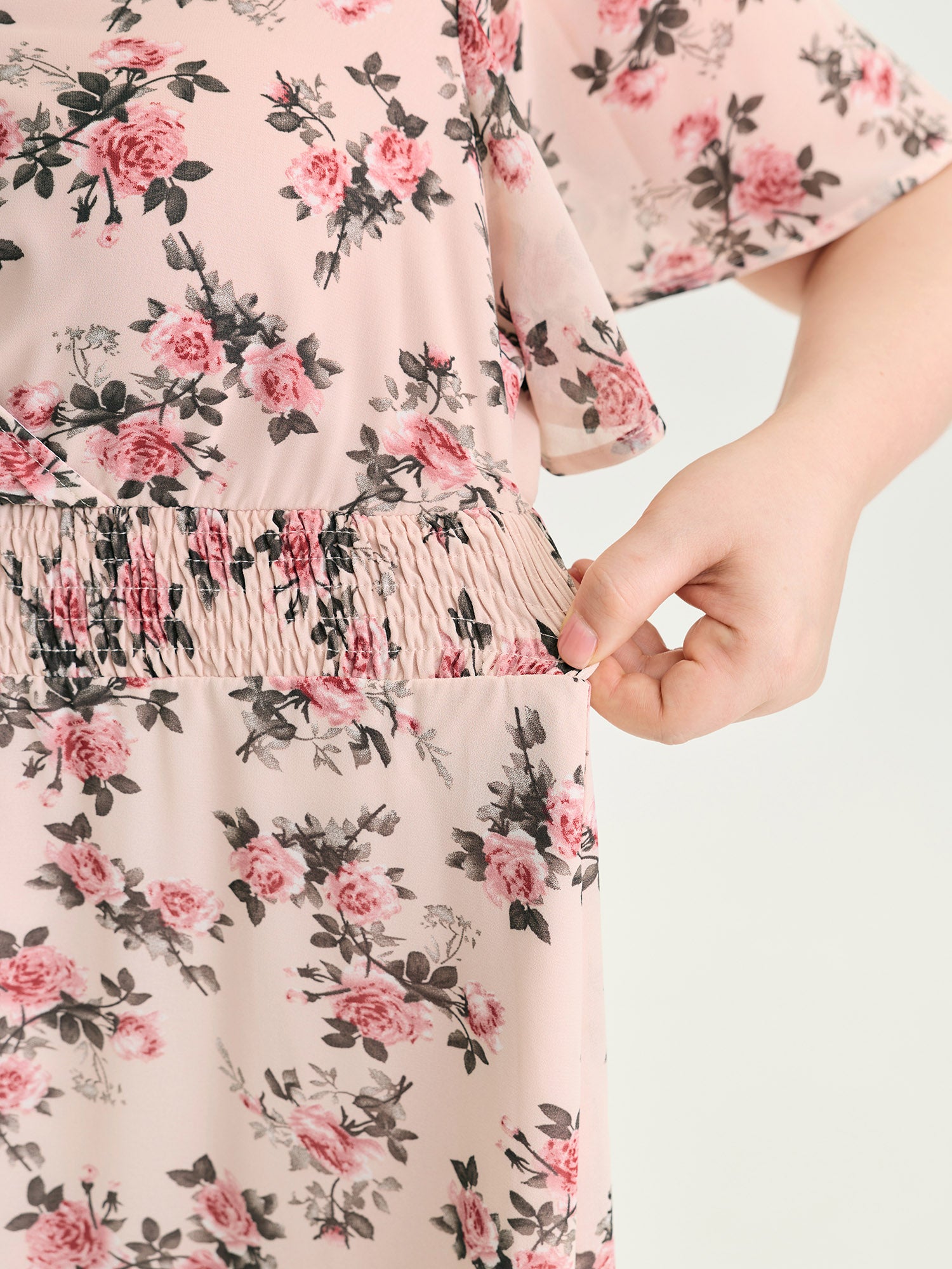 Floral Print Shirred Waist Maxi Dress