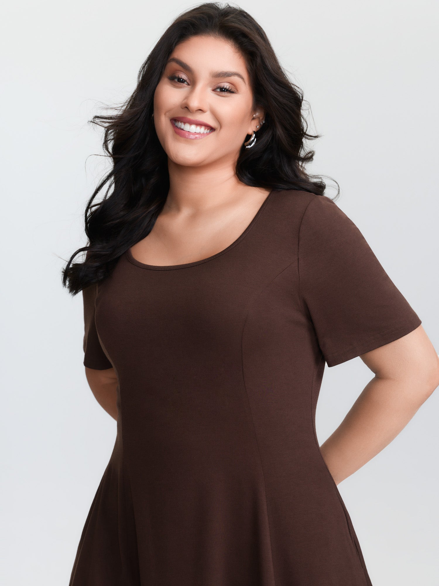 Supersoft Cinched-Waist Plain Mini Dress