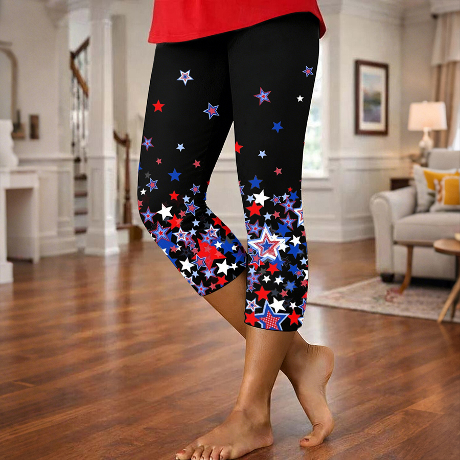 Women's Casual And Minimalist American 250Th Anniversary Printed Pants