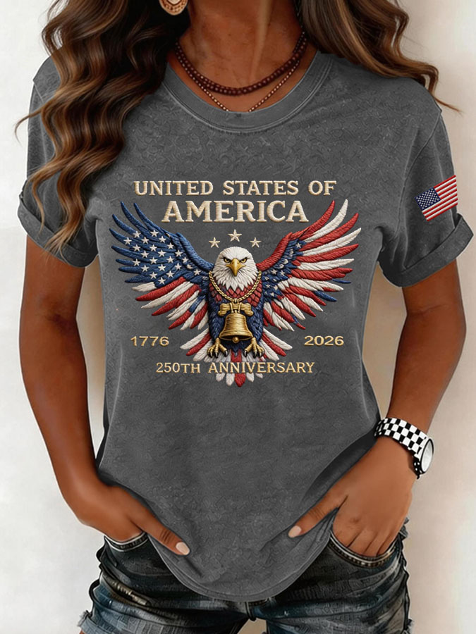 Women'S Independence Day Round Neck T-Shirt
