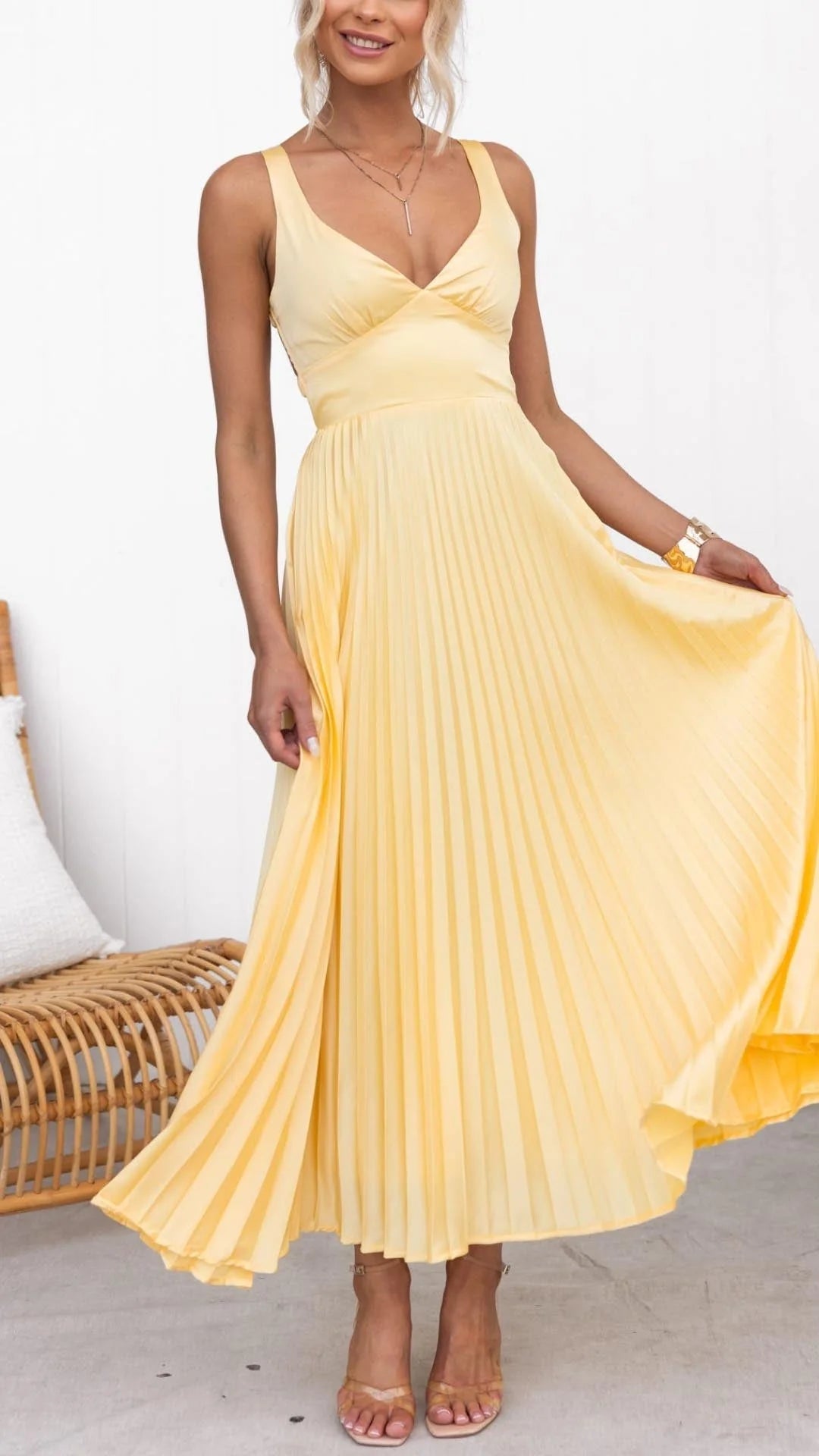 LyraKarstar Sunlit Pleated Maxi Dress