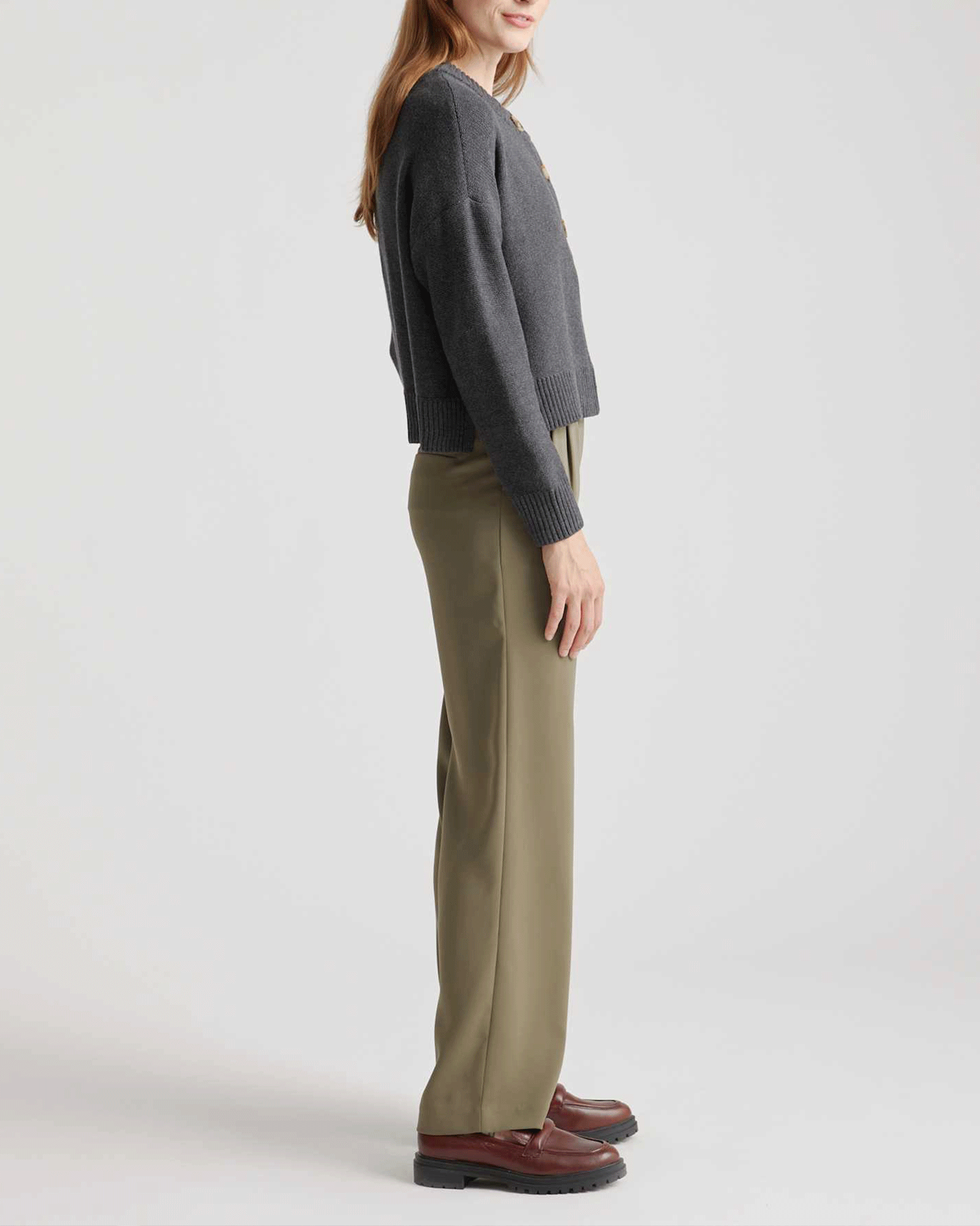 Women’s Organic Cotton Cropped Cardigan – Button Front Lightweight Knit Sweater