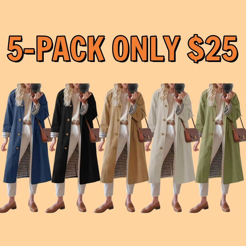 Womens Long Trench Coat Single Breasted Windproof Overcoat