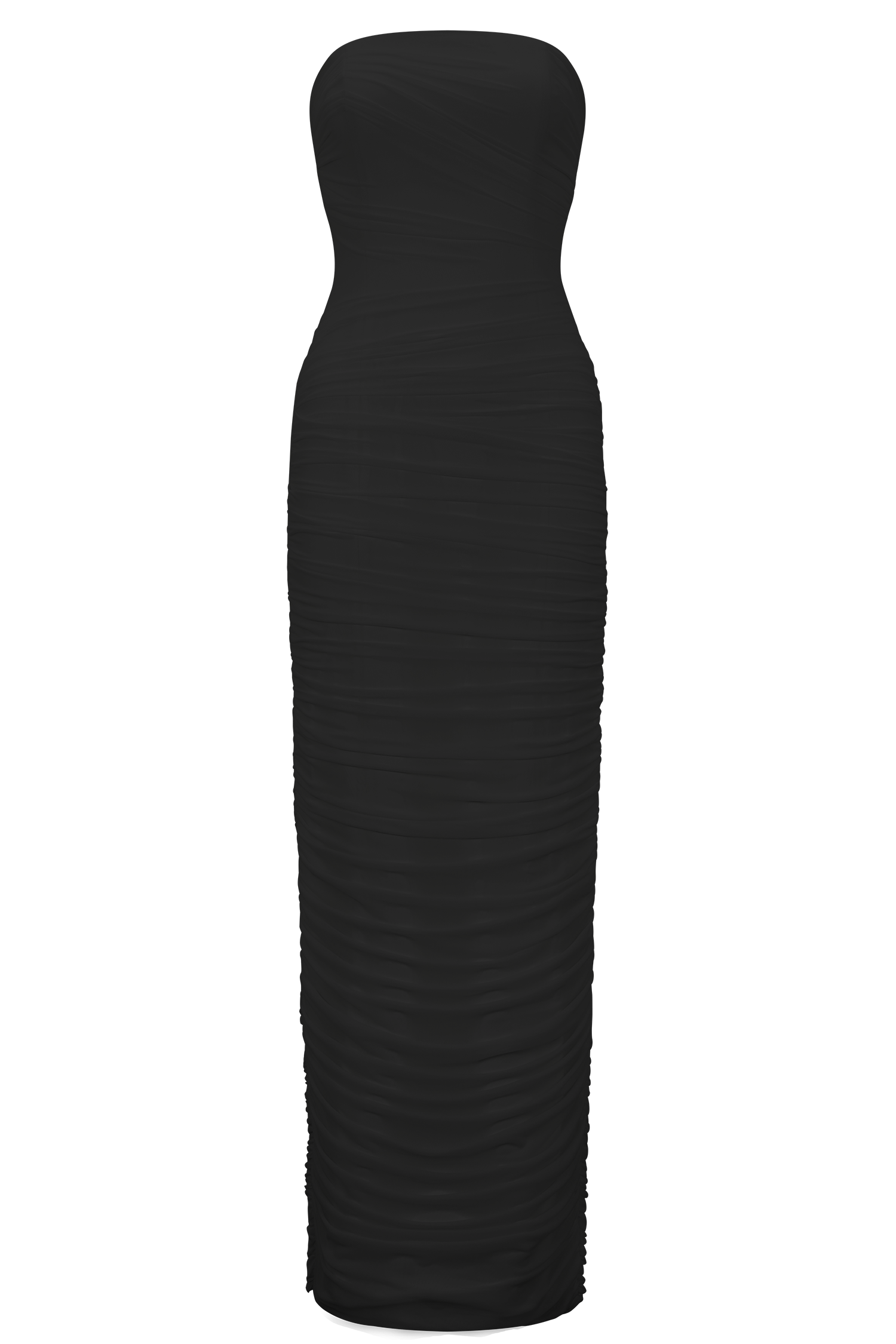 Black Strapless Mesh Maxi Dress