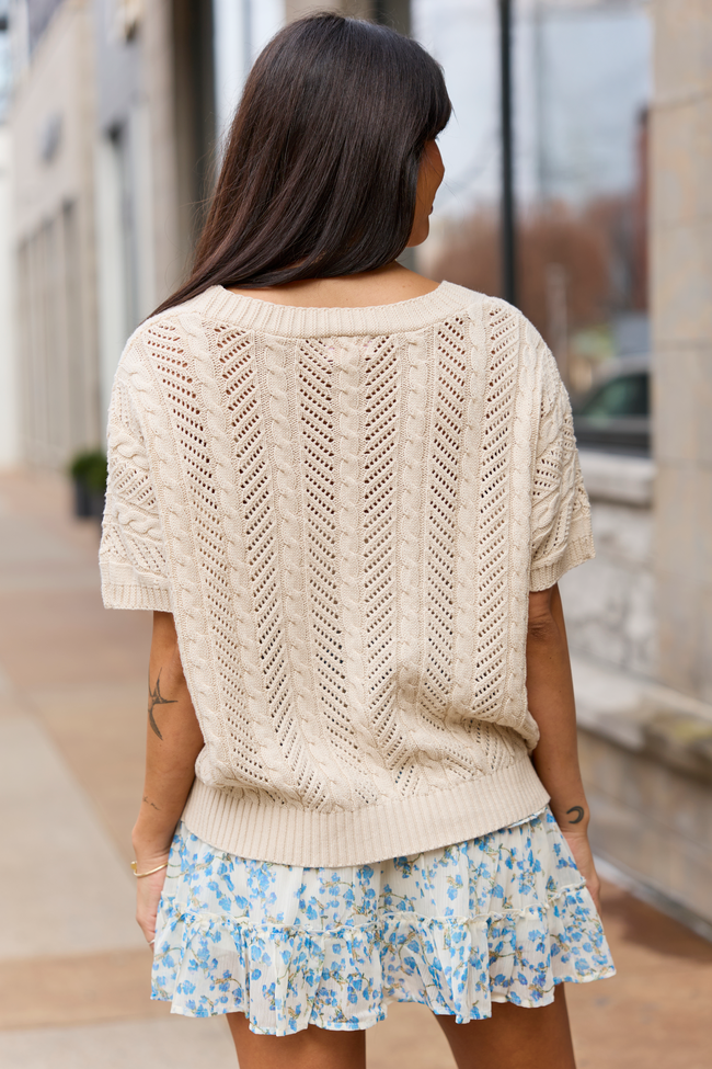 Sophia Short Sleeve Cable Knit Cardigan