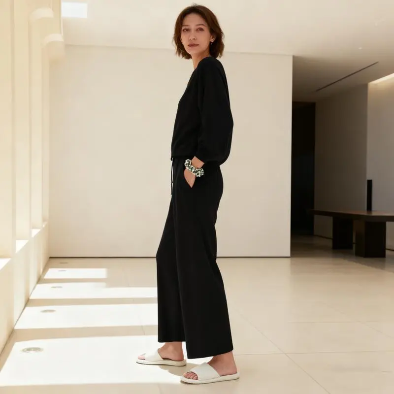 Womens Fall Winter Casual Solid Knitted 2 Piece Sets Long Sleeve Hoodie