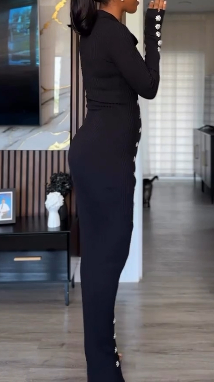 Ladies Lapel Breasted Slim Fit Casual Dress