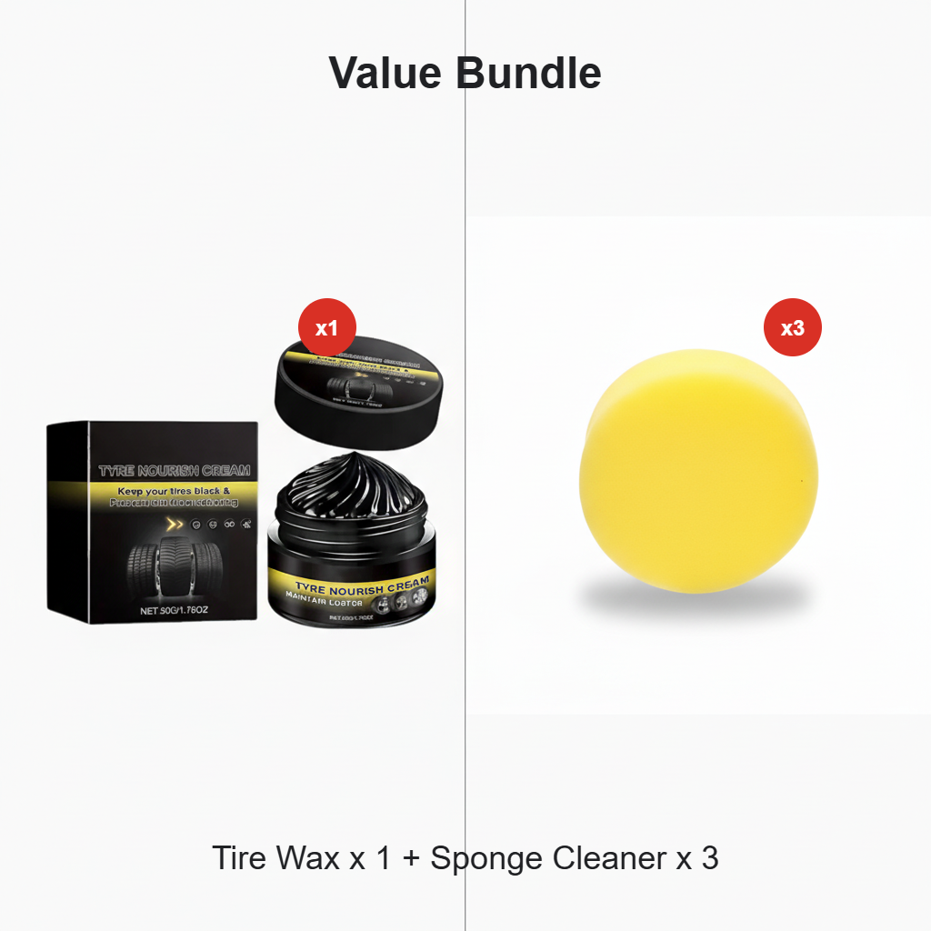 ✨ Tire wax – restores black gloss, blocks UV, repels dirt. Easy & quick!