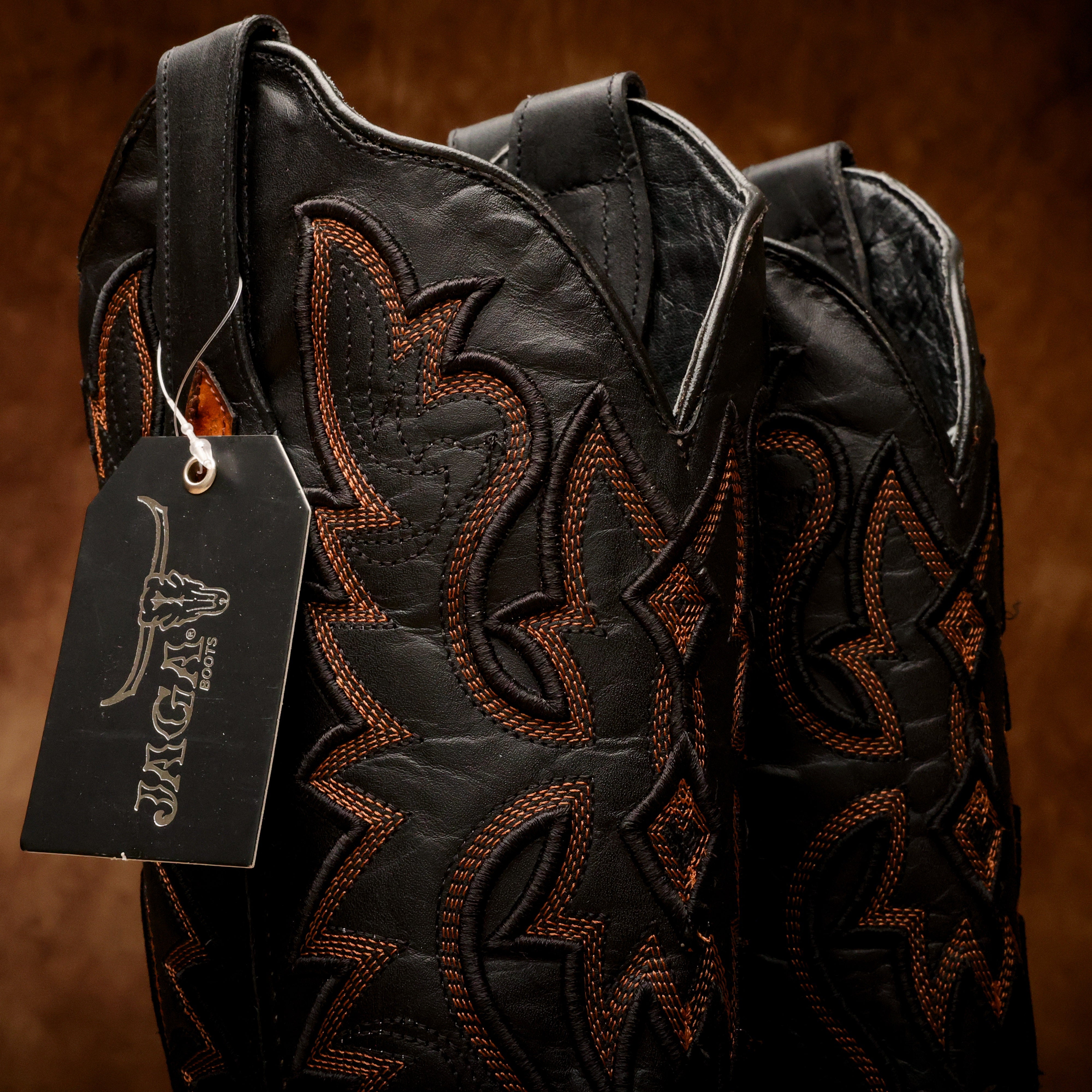 Cognac Ostrich Leather Boots - Square Toe