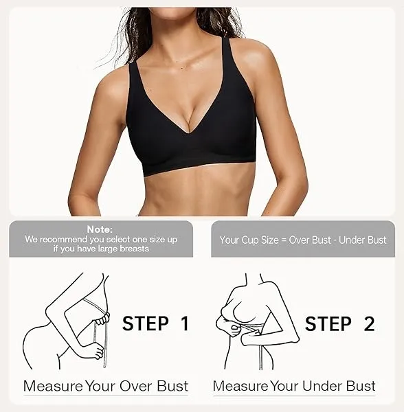 Womens Deep V Bras Wireless Comfortable Bra