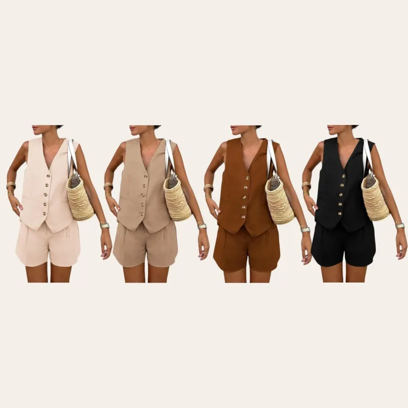 Women's Sleeveless V Neck 2-Piece Outfit (Just $3 a set!)