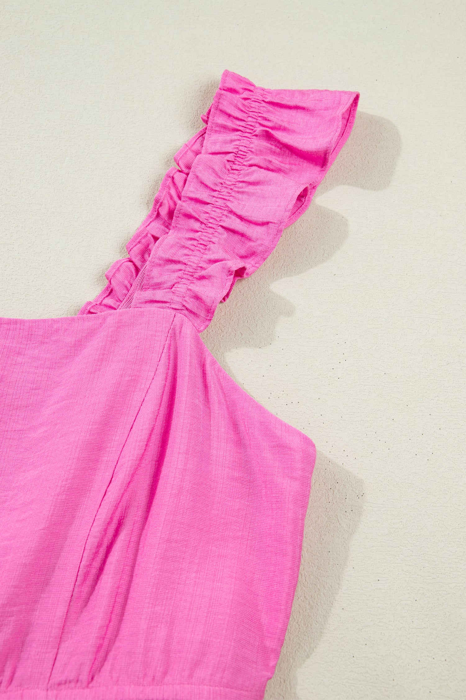 Bonbon Solid Color Ruffle Trim High Waist Sleeveless Maxi Dress