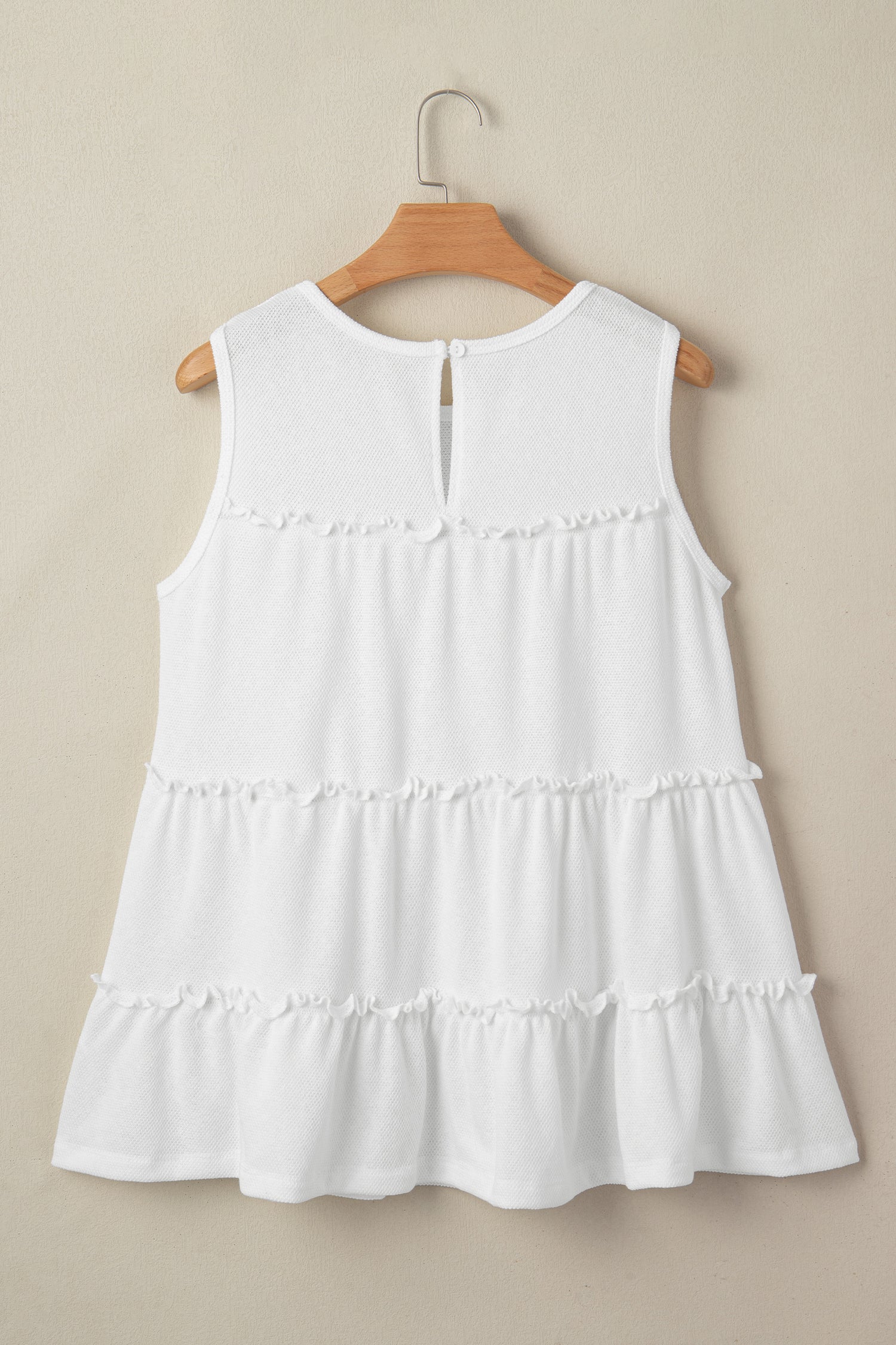 White Tiered Frill Trim A-line Tank Top
