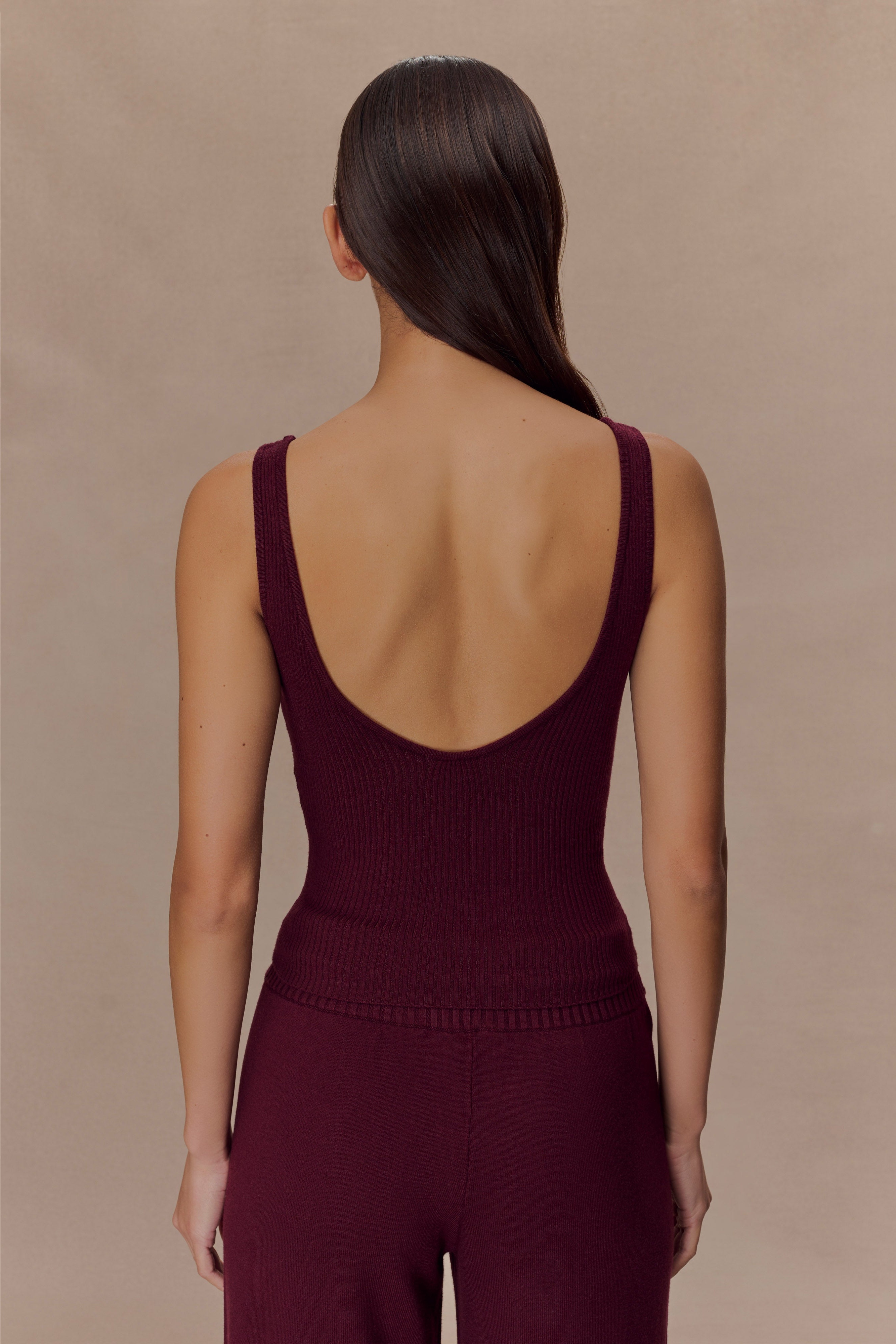 Merlot Ribbed Knit Cami Top