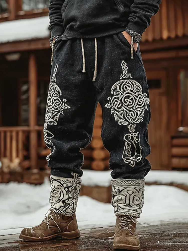 Men's Viking Tribal Celtic Geometry Pattern Art Knit Sweatpants
