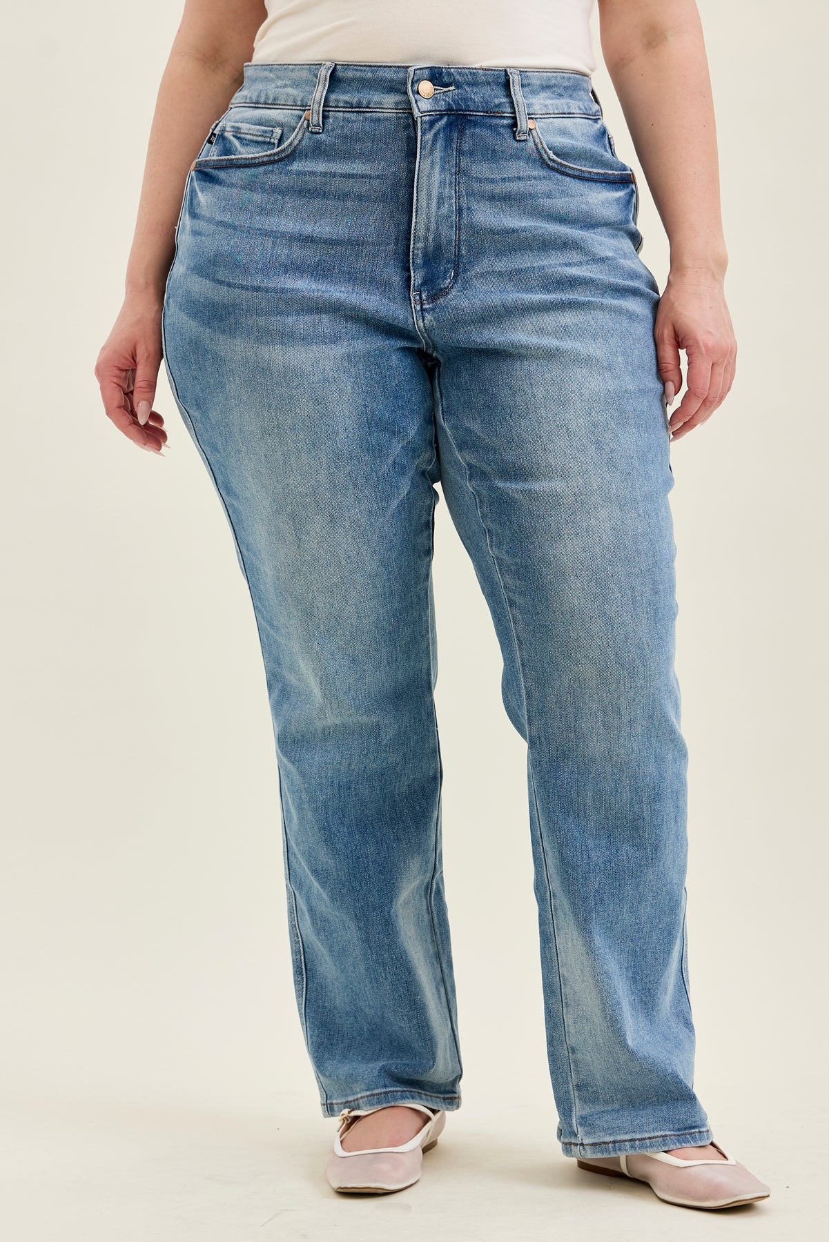 Kamila High Rise Tummy Control Straight Jeans - PLUS