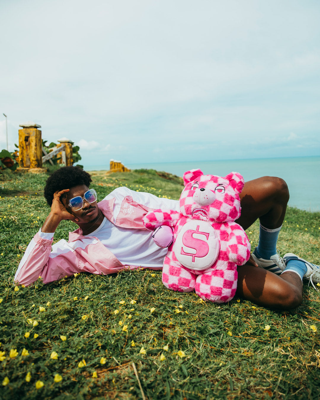 FURZILLA SHARK (PINK CHECK) MONEYBEAR BACKPACK