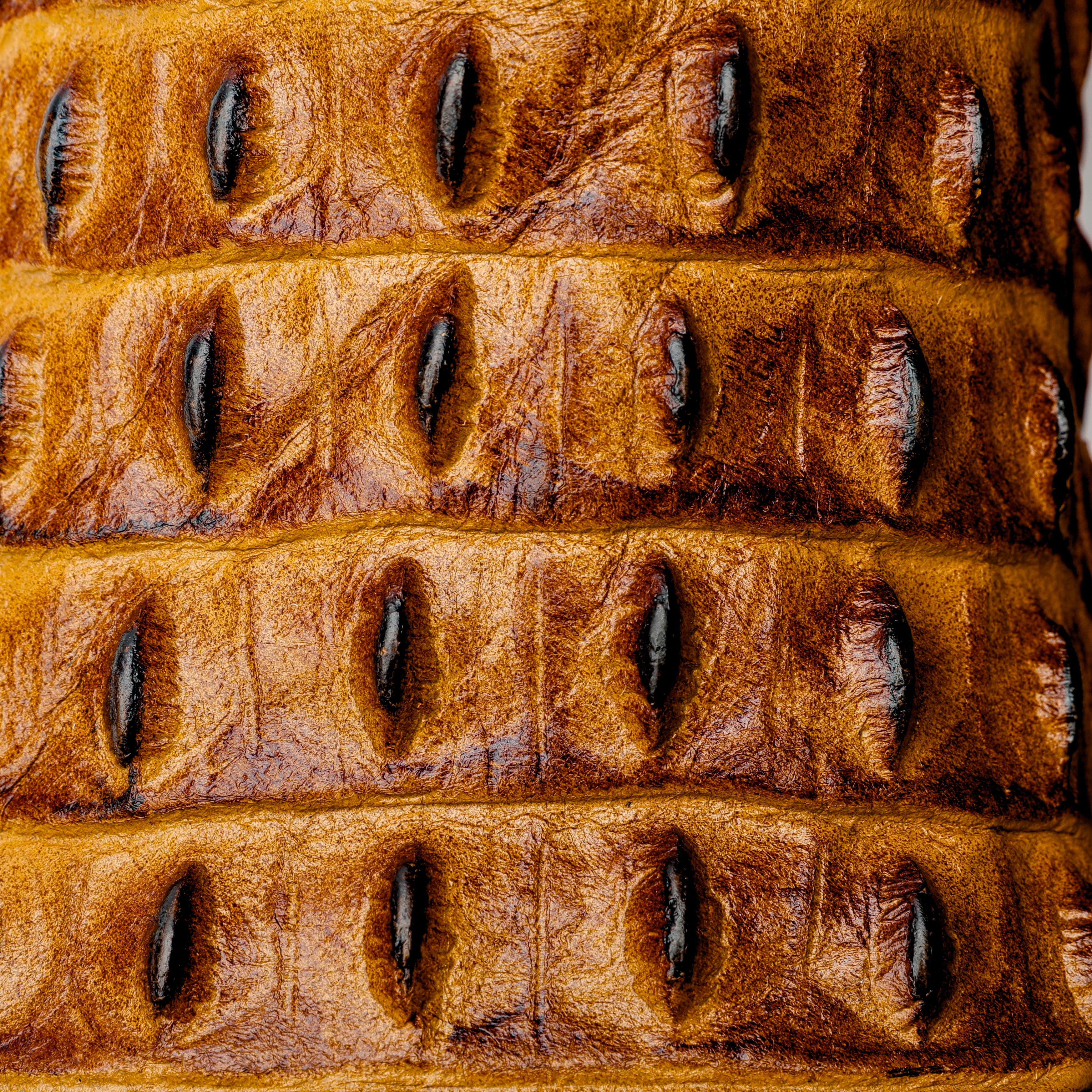 Honey Caiman Hornback Leather Boots - Square Toe