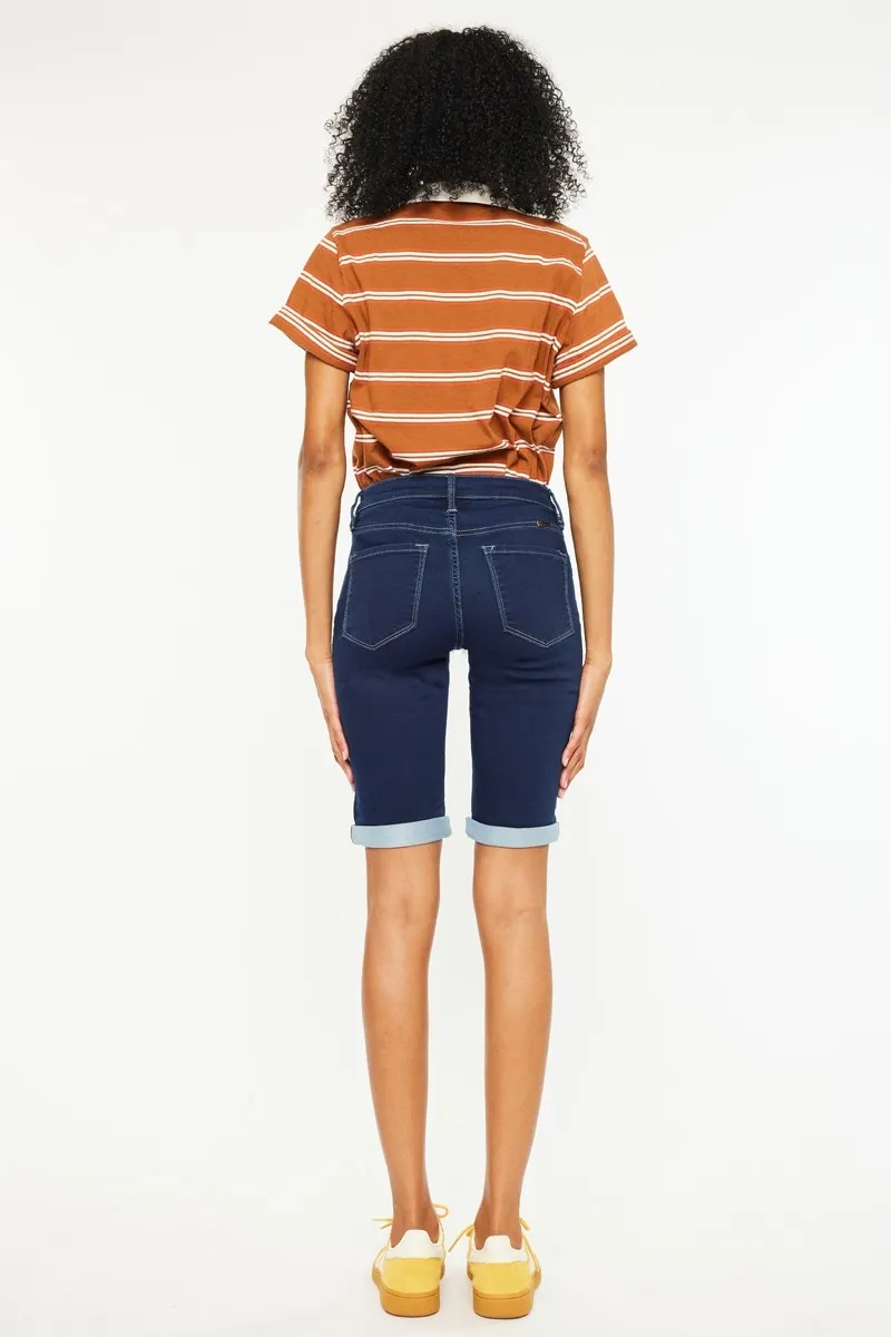 Kancan Mid Rise Bermuda Denim Shorts