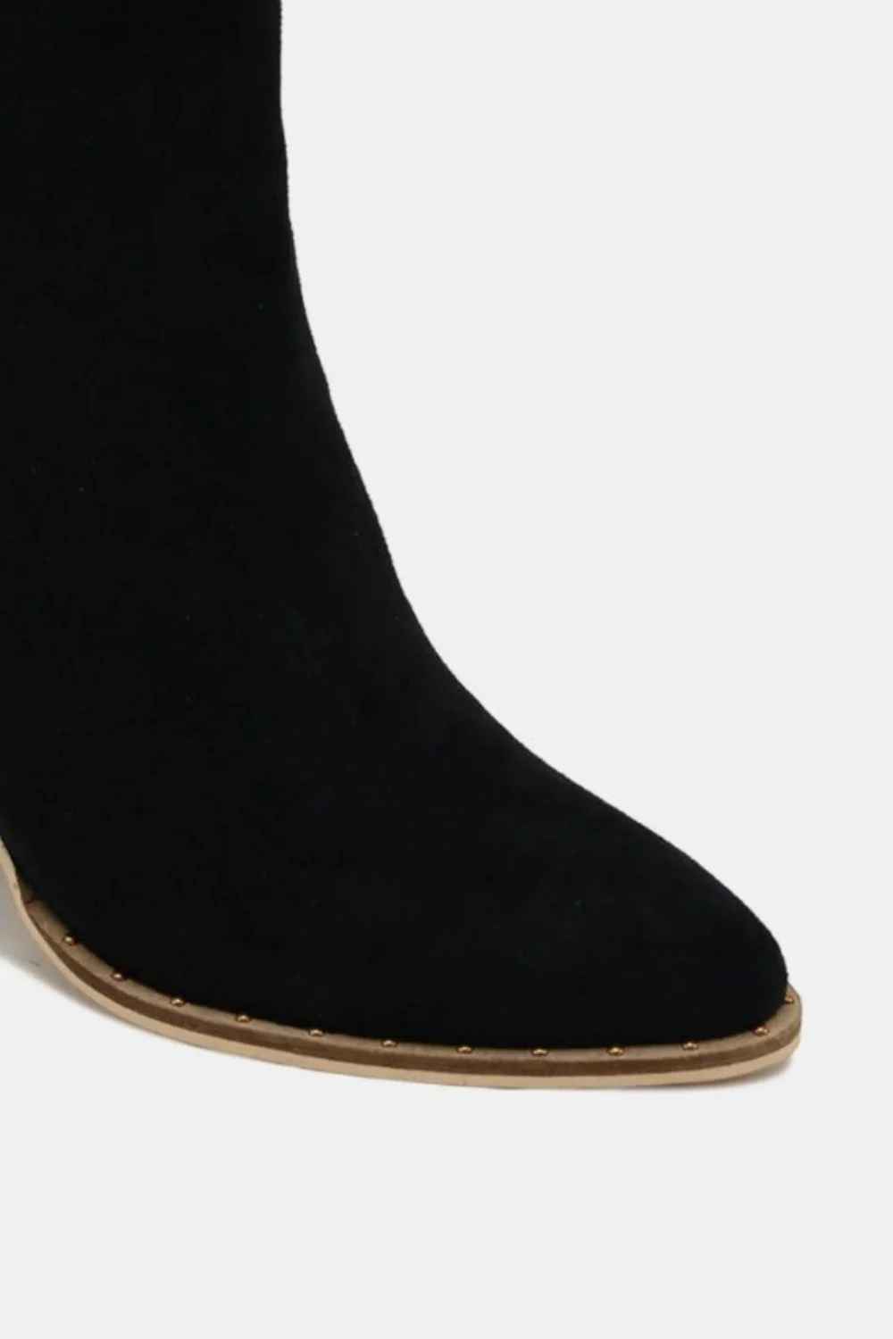 Suede Point Toe Ankle Booties in Black
