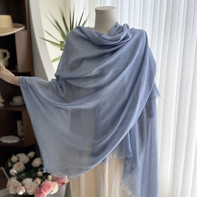 Cotton and Linen Solid Color Casual Scarf